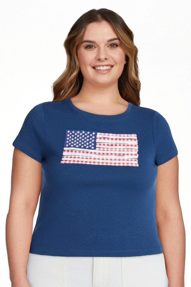 No Boundaries Americana Graphic Baby Tee, Women's and Women's Plus XXS-4X | Walmart (US)