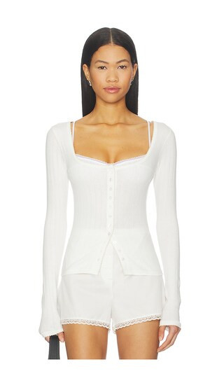 Free People End Game Pointelle Long Sleeve in White. - size L | Revolve Clothing (Global)