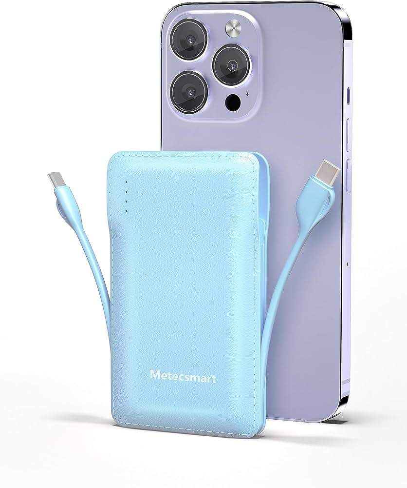 10000mAh Portable Phone Charger with Built-in 2 Cables, Small Slim Mini Power Bank Fast Charging,... | Amazon (US)