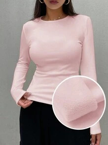 DAZY Women Casual Street Style Warm Fitted Long Sleeve T-Shirt, Autumn/Winter | SHEIN