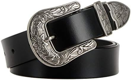 JASGOOD Women Leather Belts Ladies Vintage Western Design Black Waist Belt for Pants Jeans Dresse... | Amazon (US)