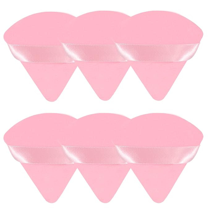Triangle Powder Puff Makeup Sponge,6 Pcs Ultra Soft Cotton Velour With Strap,Designed for Contour... | Amazon (US)