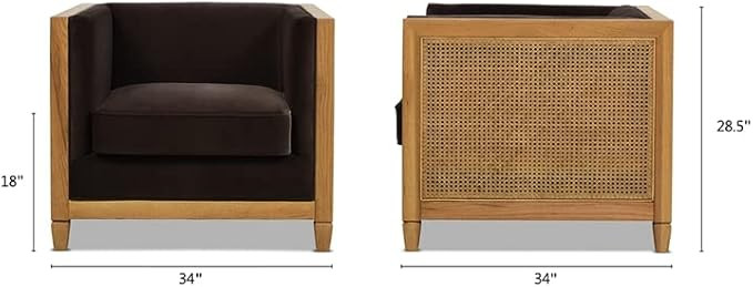 Jennifer Taylor Home Georgia 34" Cane Rattan Tuxedo Armchair | Amazon (US)