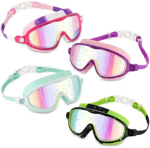 Flutesan 4 Pack Kids Swim Goggles Age 3-15 Antifog Wide View No Leaking Swimming Glasses with Adj... | Amazon (US)