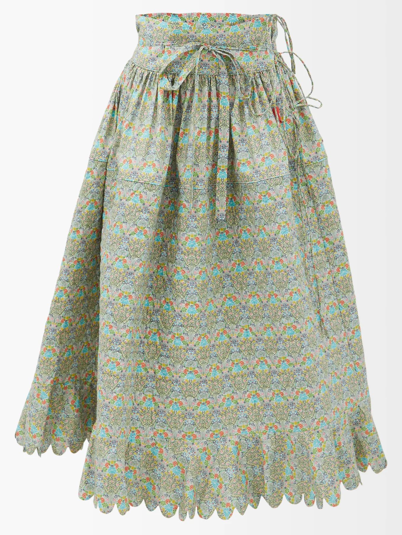 Chloe floral-print scalloped cotton-poplin skirt | Horror Vacui | Matches (US)