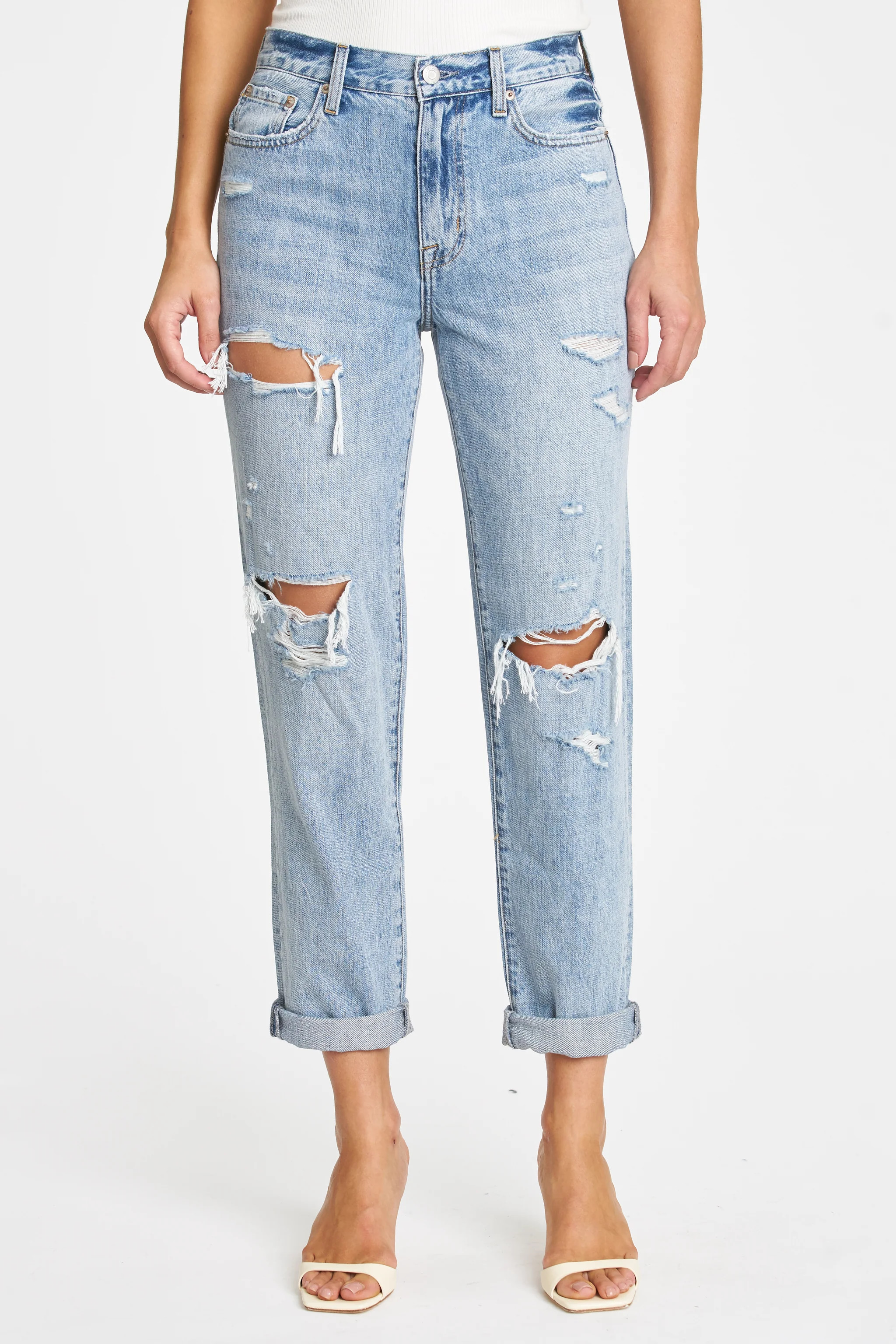 Presley High Rise Relaxed Roller - Wink Distressed | Pistola Denim