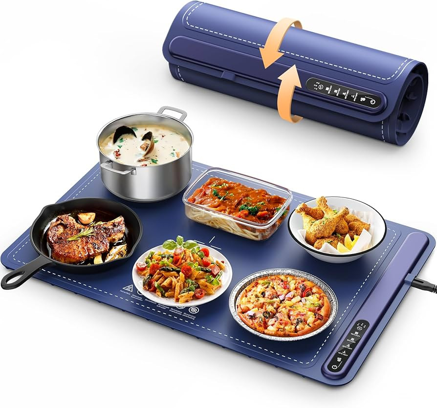 Food Warming Mat - Fast Heating Silicone Electric Warming Tray with 4 Level Temperature, Raised F... | Amazon (US)