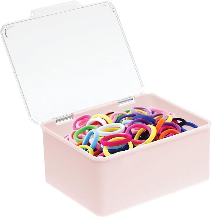 mDesign Plastic Stackable Square Storage Bin, Drawer Organizer with Secure Lid, Container Box for... | Amazon (US)
