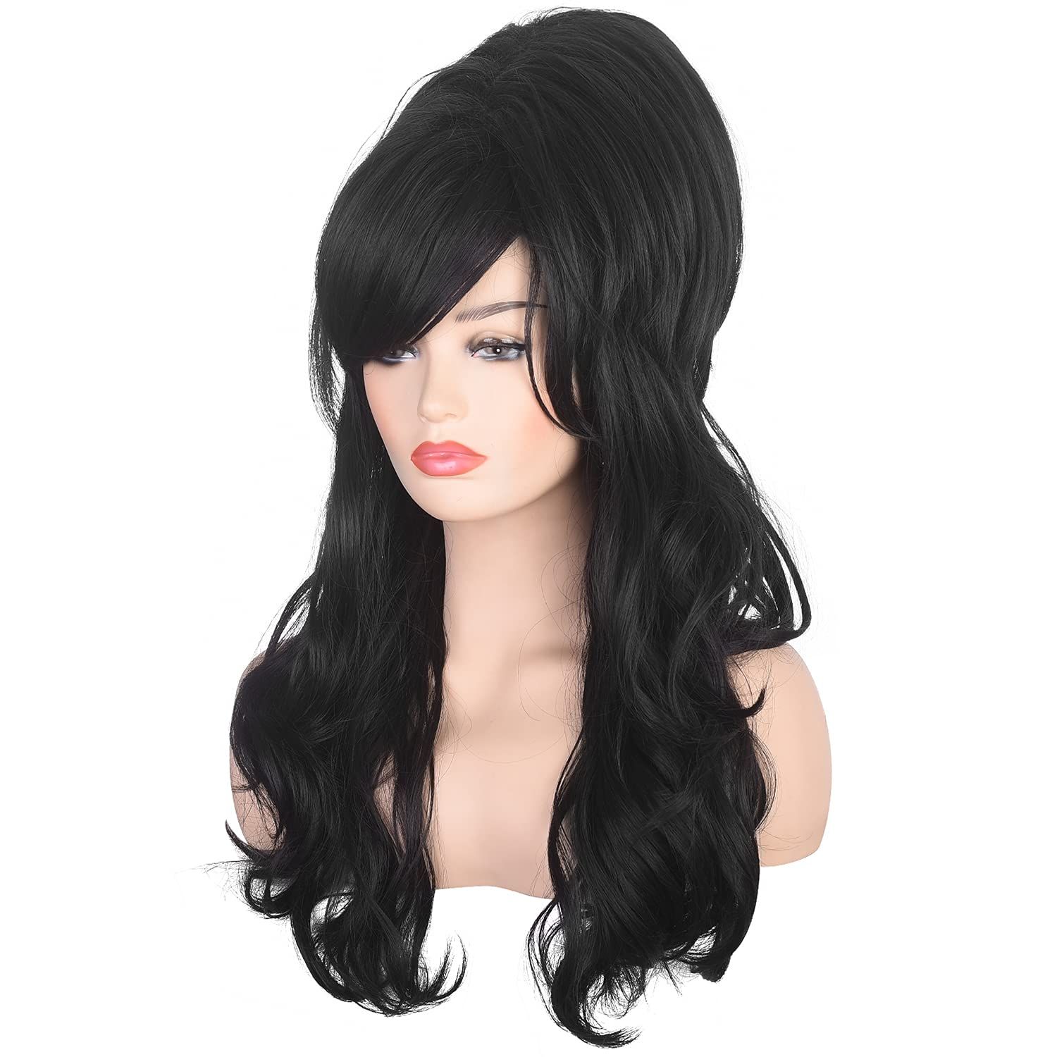 Amzcos Women Black Beehive Wig Long Curly Wavy Bouffant Heat Resistant Synthetic Hair wigs for Wo... | Amazon (US)