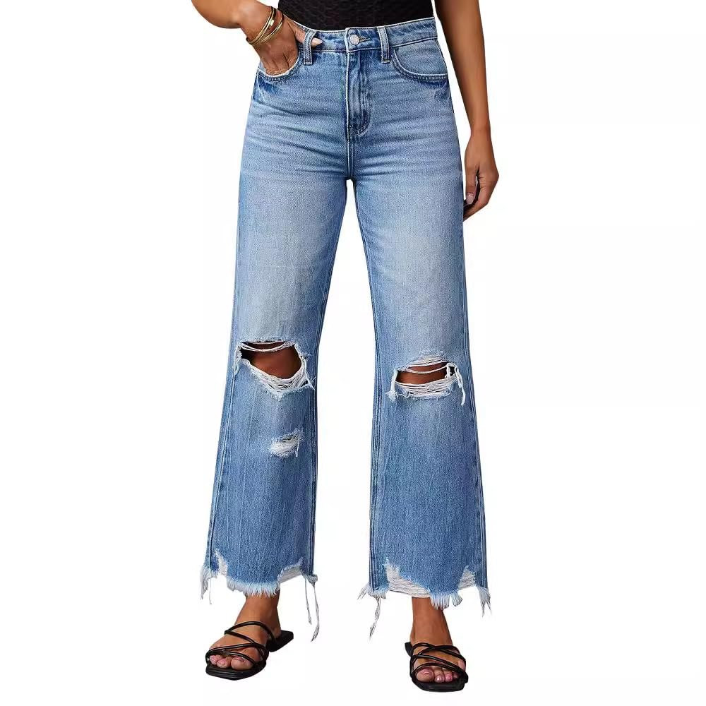 Women's Ripped Jeans High Waist Straight Leg Distressed Baggy Jeans Wide Leg High Waist Loose Den... | Amazon (US)