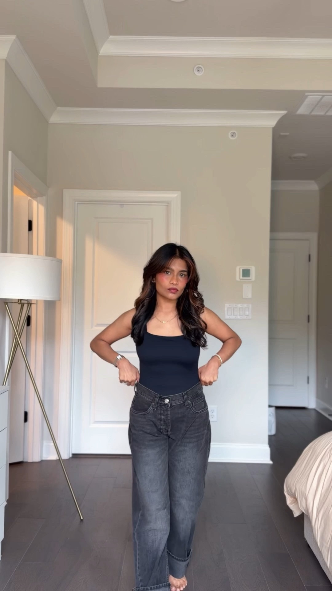 Mid-waist loose cuffed/folded  bottom mom jeans that are petite friendly. I’m wearing 34 and it runs a little on the looser side. #zara

#LTKmomlife #LTKPetite #LTKootd