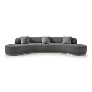 150.00 in.  Boucle Curved Sofa Brushed | The Home Depot