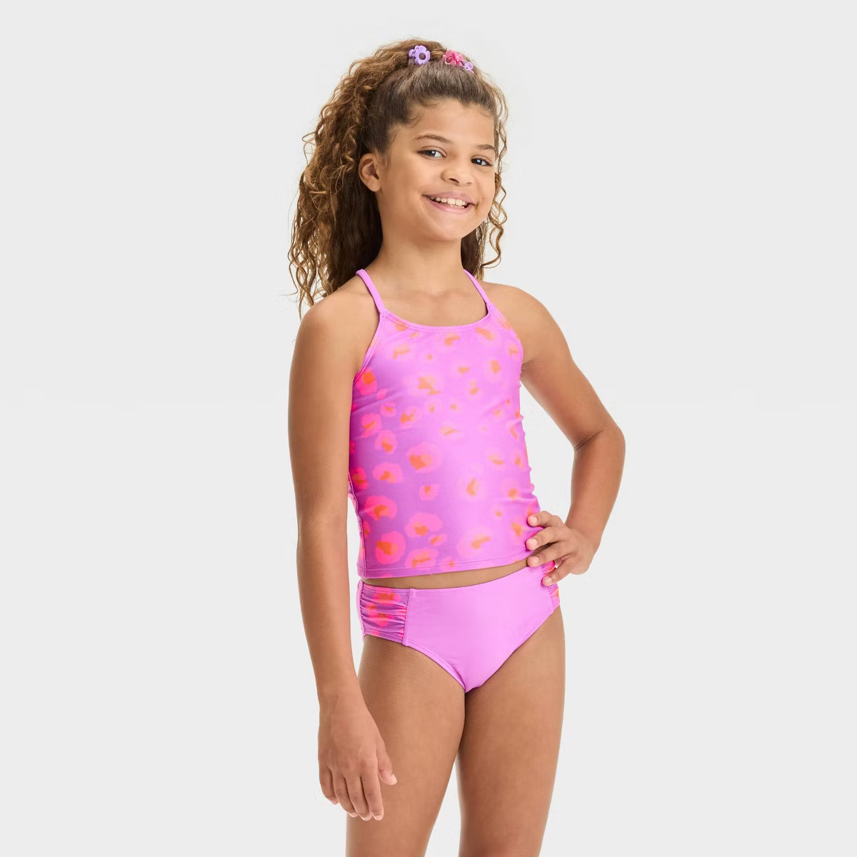 Girls' Leopard Spot Tankini Set - Cat & Jack™ Purple XS | Target