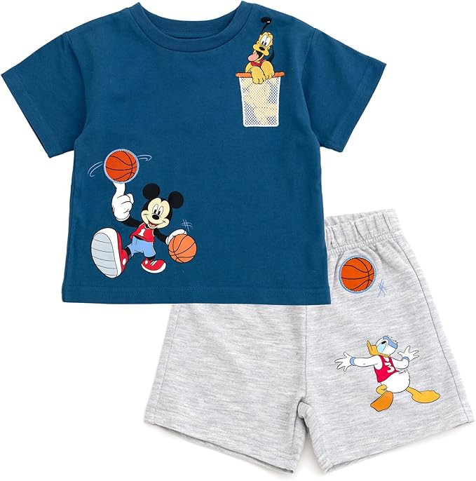 Disney T-Shirt and Shorts Outfit Set Newborn to Little Kid Sizes (0-3 Months - 5) | Amazon (US)