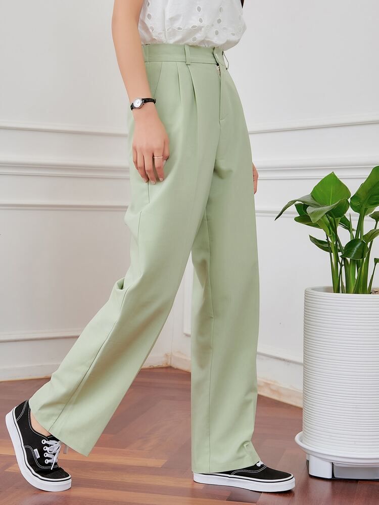 DAZY Solid Plicated Tailored Pants | SHEIN