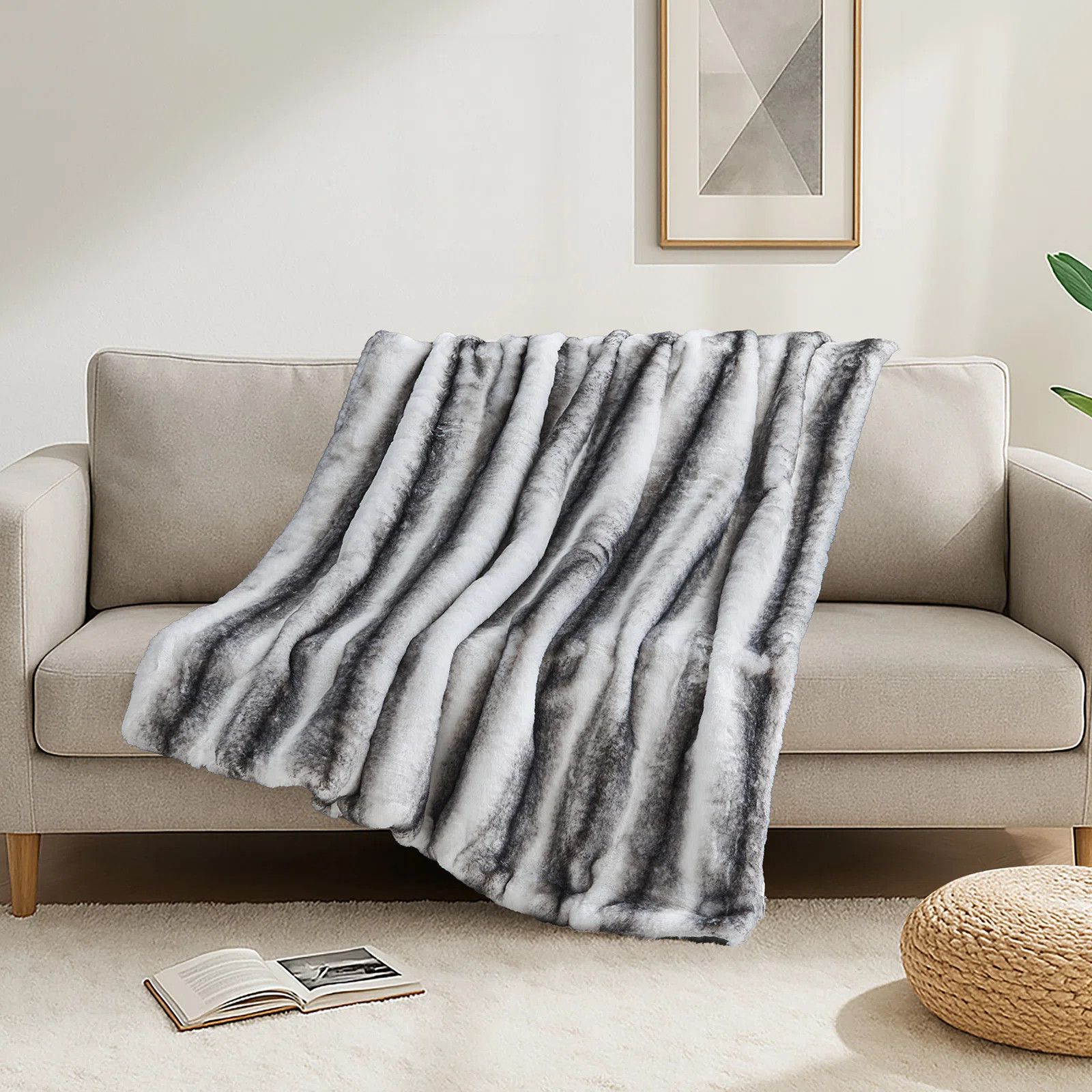 Luxury Faux Fur Blanket - Super Thick Warm Long Fluff Fuzzy Throw Blanket for Bed | Wayfair North America