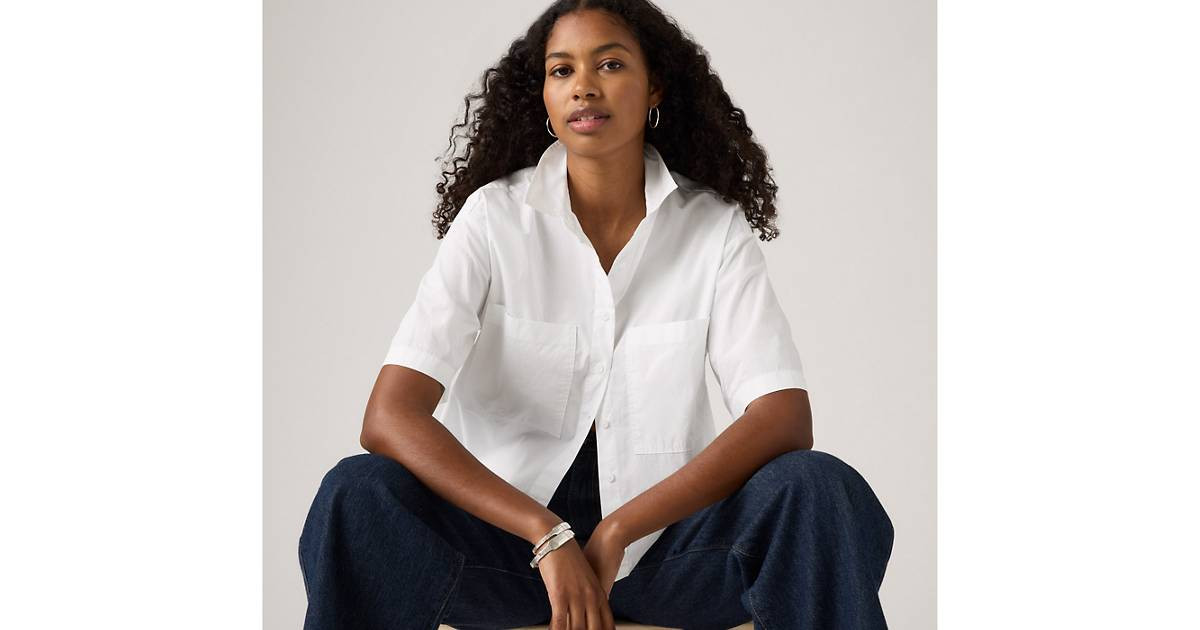 Harlie Short-sleeve Cropped Shirt - White | Levi's® US | Levi's US