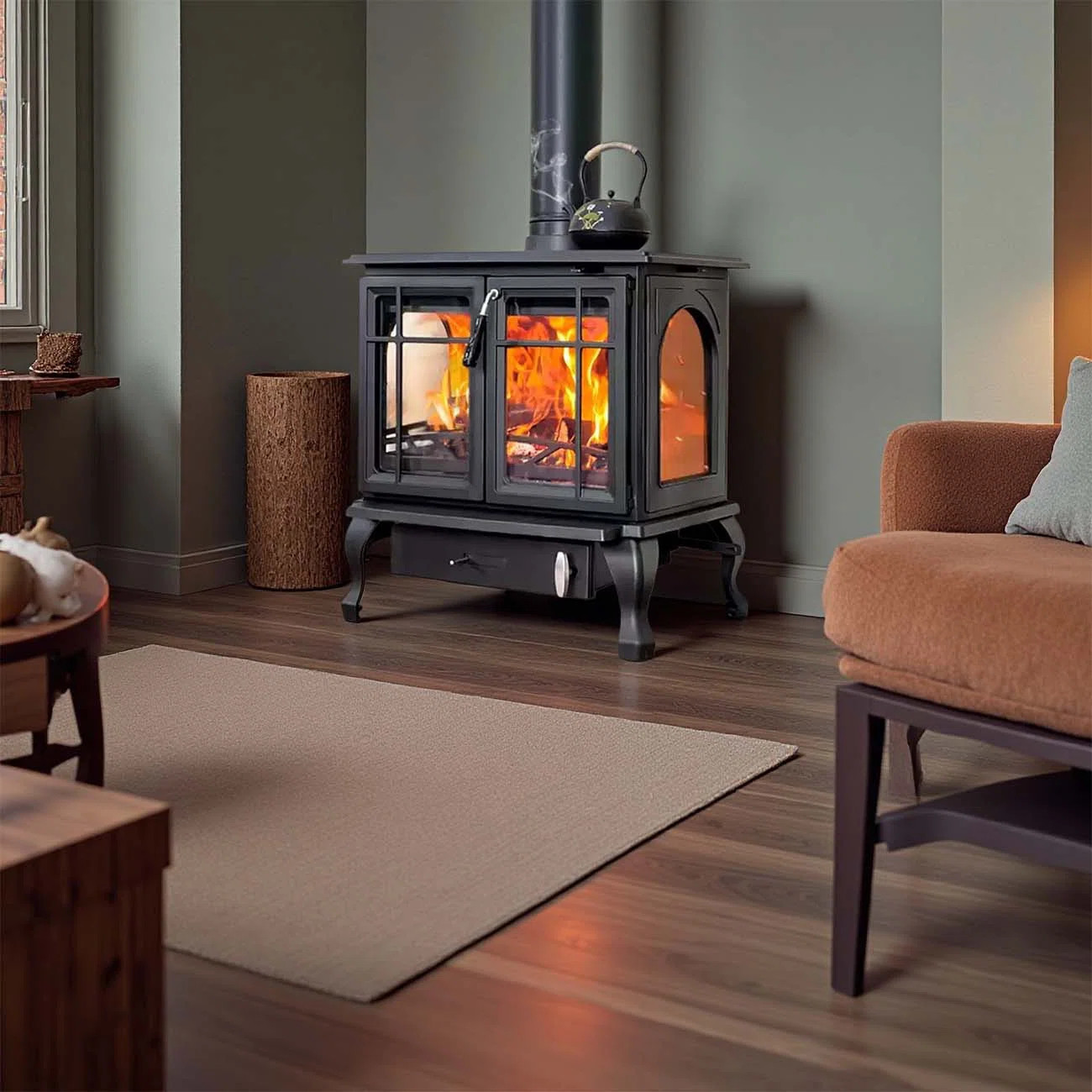 Happytastic Real firewood heating room with cast iron fireplac | Wayfair | Wayfair North America