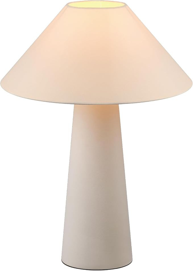 Novogratz x Globe 18" Ceramic Table Lamp, Matte Cream, Off-White Tapered Fabric Shade, in-Line Ro... | Amazon (US)