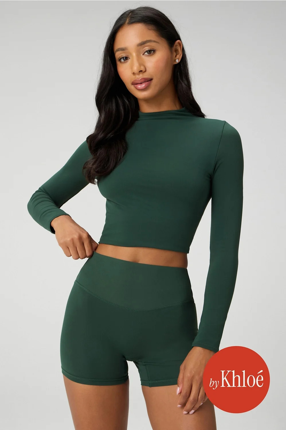 Seamless Long-Sleeve Essential T-Shirt Womens green M Fabletics | Fabletics Europe