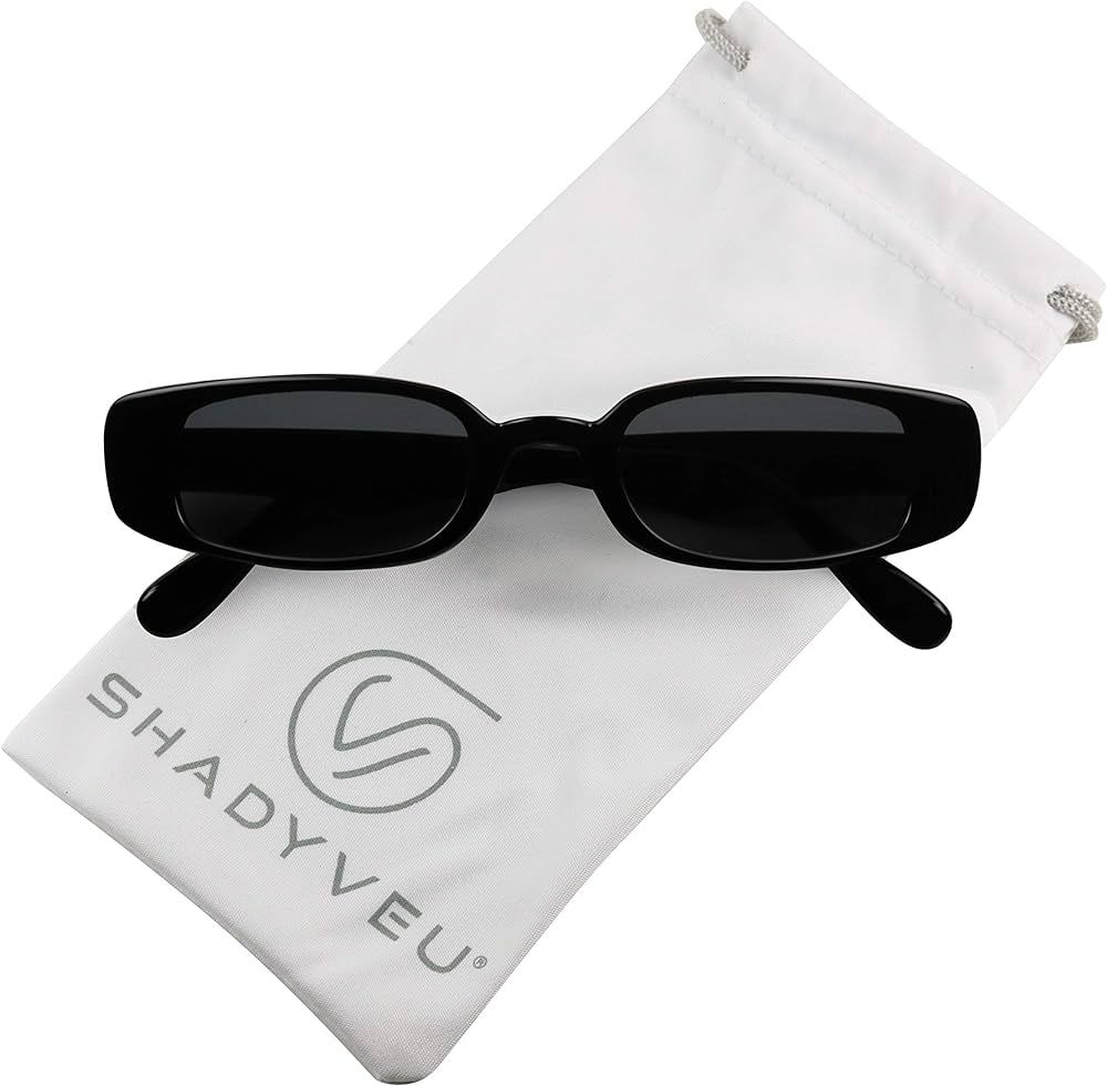 ShadyVEU Slim Classic Rectangular Sunglasses UV Protection 90’s Vintage Small Wide Retro Frame ... | Amazon (US)