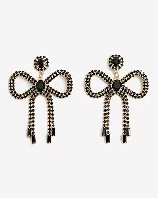 Embellished Bow Statement Drop Earrings | Express