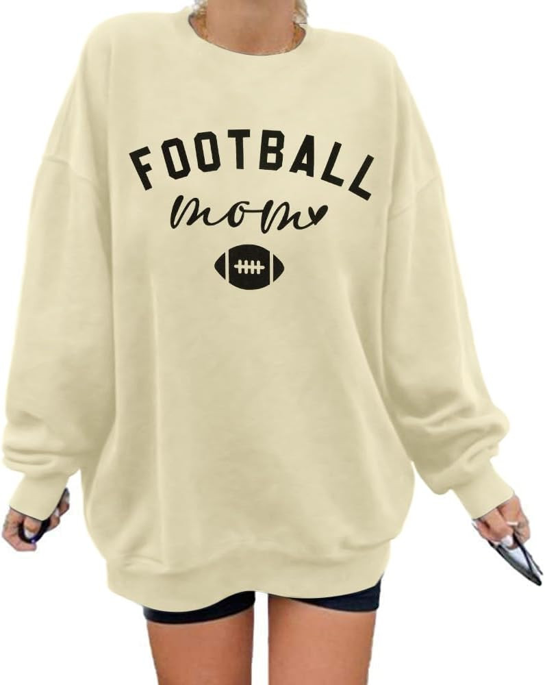 MNLYBABY Oversized Football Mom Shirt for Women Funny Game Day Graphic Sweatshirt Casual Mom Life... | Amazon (US)