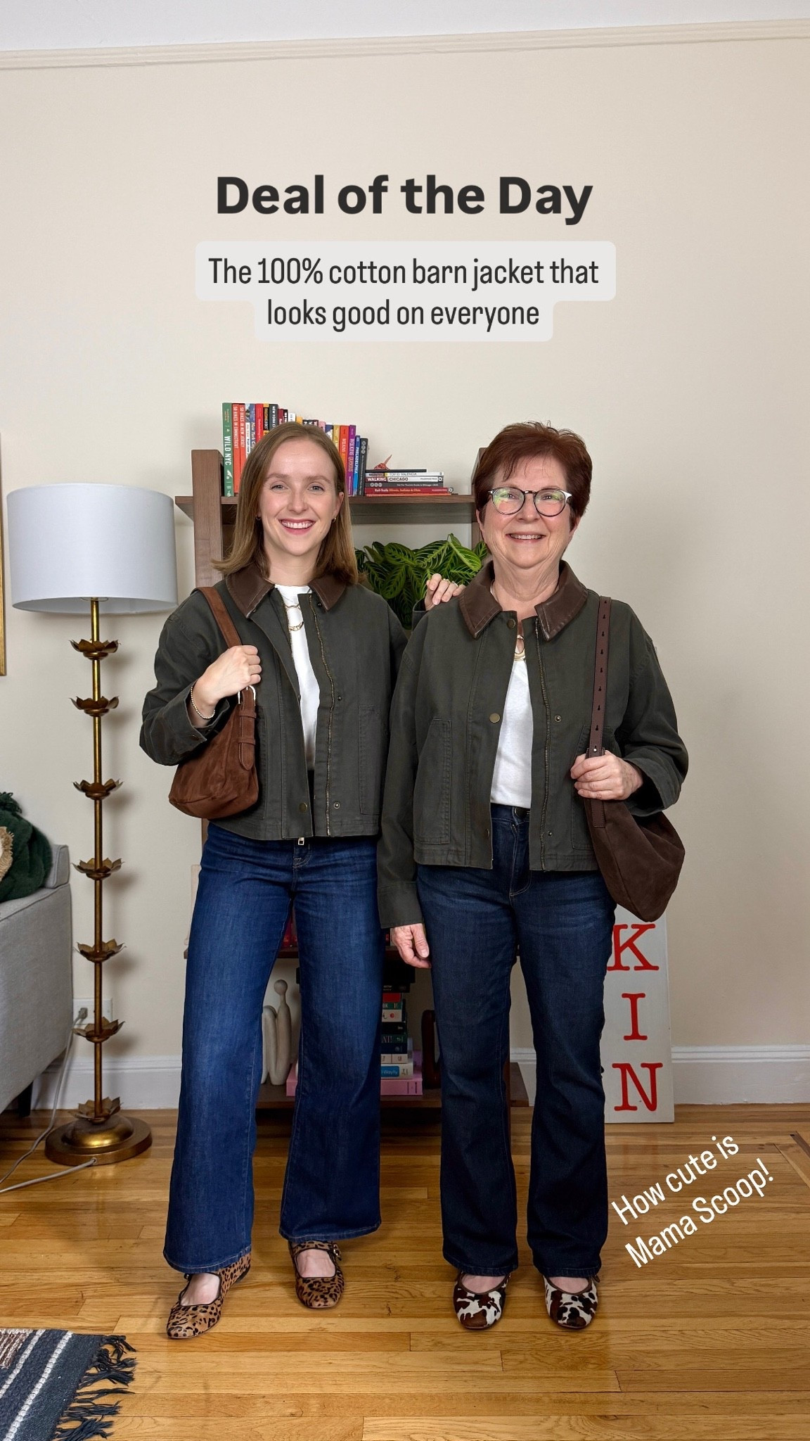 Size and age inclusive barn jacket that looks great on everyone! $28 today and 100% cotton
Mom wearing medium petite, me in xs reg