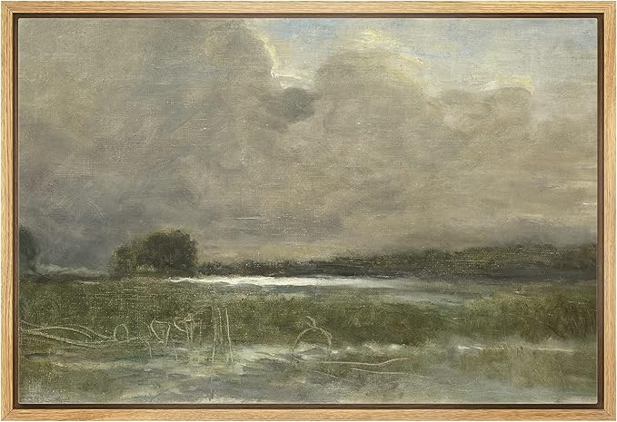 wall26 Framed Canvas Print Wall Art Storm Cloud Green Field Valley Landscape Nature Wilderness Il... | Amazon (US)