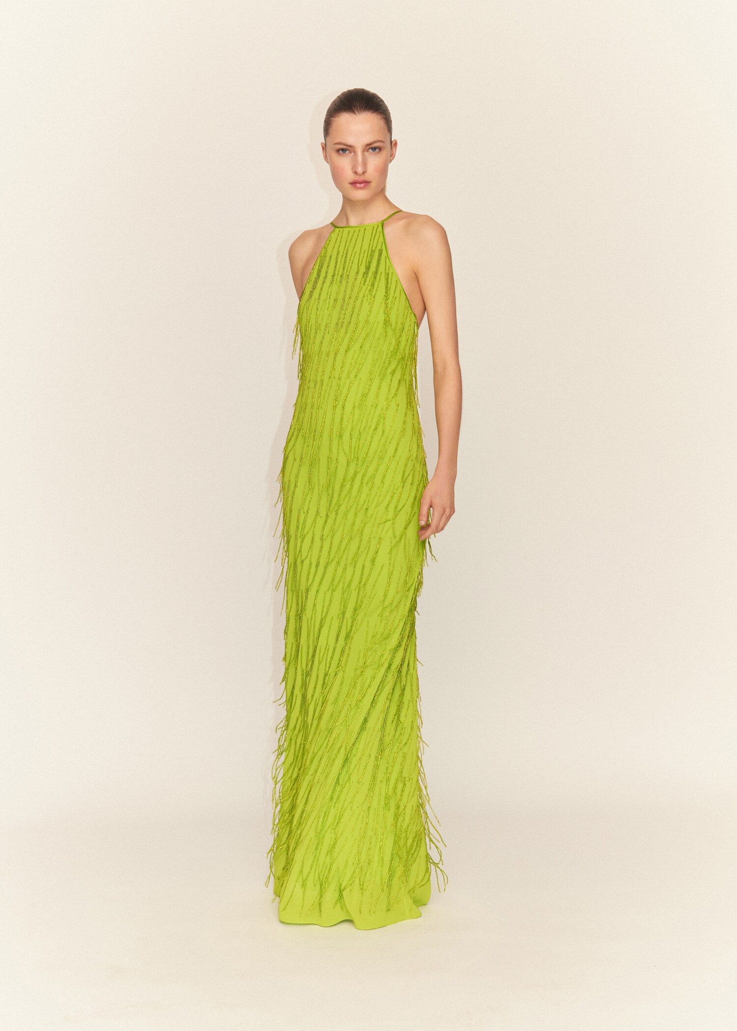 Halter dress with rhinestone fringes  - Woman | MANGO USA | MANGO (US)