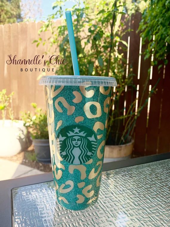 Starbucks Personalized Leopard Glitter Cold Cup | Etsy | Etsy (US)