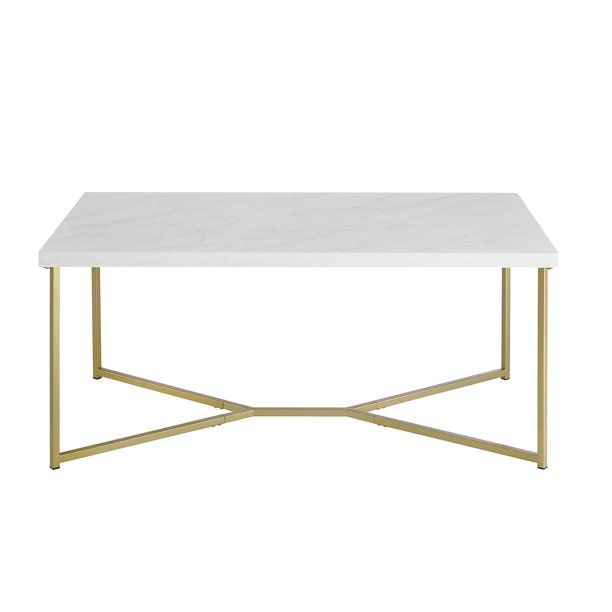 Diana Y-Leg White Faux Marble and Gold Coffee Table by Ember Interiors - Walmart.com | Walmart (US)