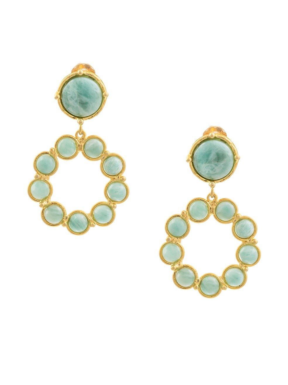 Candies 22K-Gold-Plated & Amazonite Flower Clip-On Drop Earrings | Saks Fifth Avenue