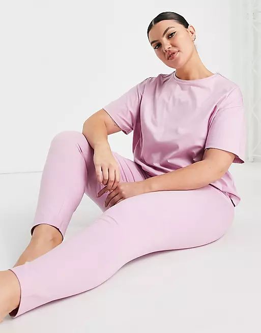 ASOS DESIGN Curve mix & match organic cotton pyjama set in pink | ASOS | ASOS (Global)