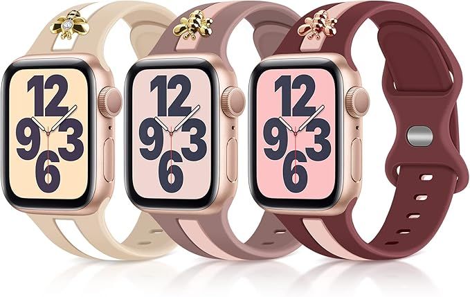 3 Pack Designer Sport Bands Compatible With Apple Watch Bands 38mm 40mm 41mm for Women Girls,Soft... | Amazon (US)
