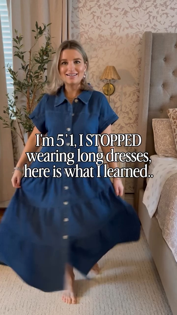 Turns out the problem wasn’t the dresses — it was the styling. 💙 💐 

Comment DRESS for a 🔗! 

What I learned as a petite:
• Higher waistlines make a huge difference
• Vertical seams/slits add length
• Emphasis on a higher waistline helps- tie for waist or a belt are fun additions that work in our favor! 
• The right shoes change the whole silhouette

Petite girls don’t have to avoid long dresses — you just have to choose the right ones.

#petitestyle #petitedress #dress #petitetips #styleinspo styletips stylehacks whattowear springoutfit prespring denimdress whattowear outfitinspo ootd