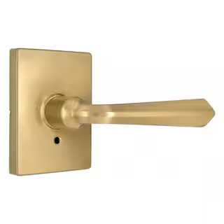 Wilshire Brushed Gold Bed/Bath Privacy Door Handle with Rectangle Rose | The Home Depot