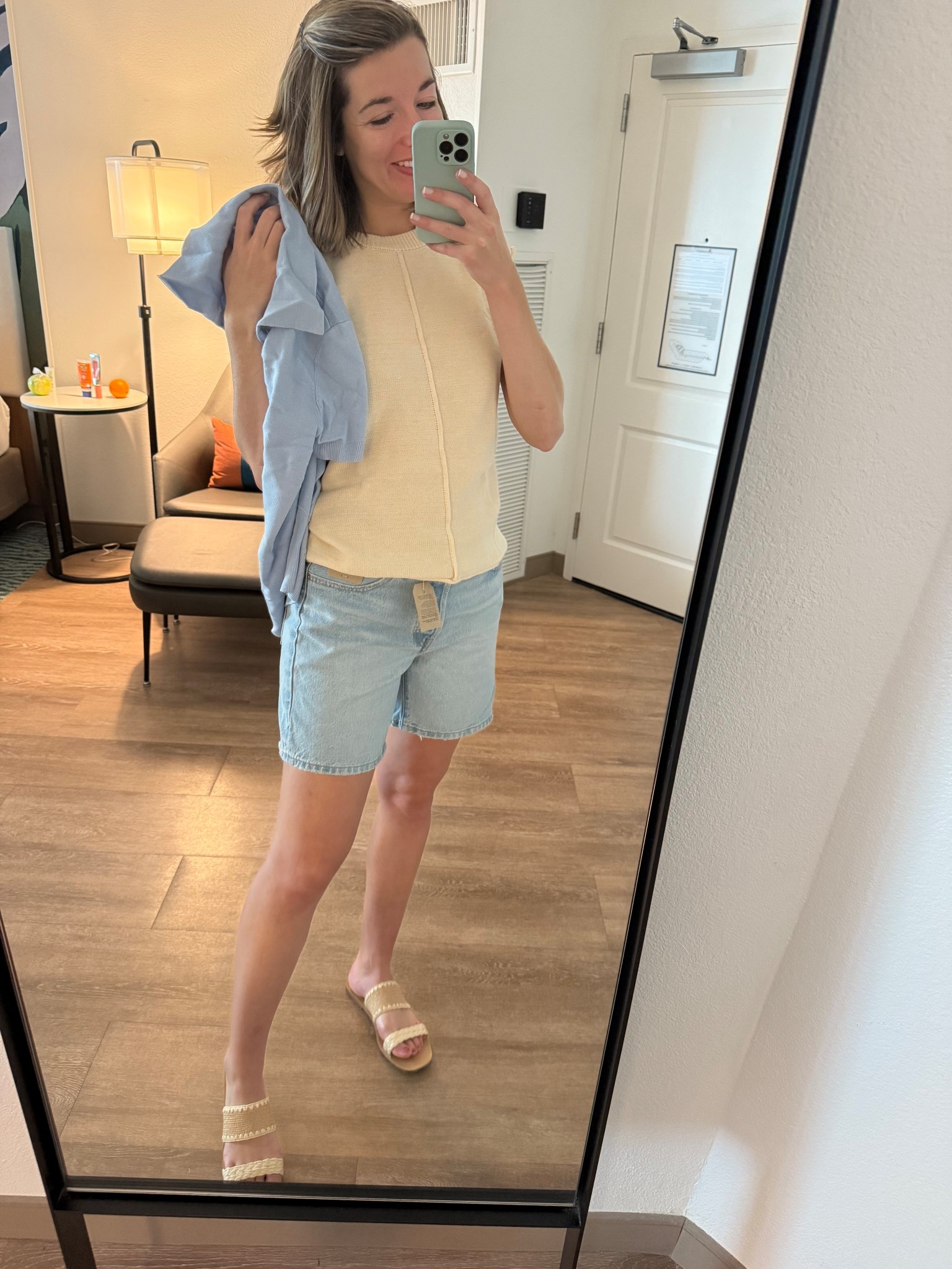 Summer in full swing with this capped sleeve top and Levi mid thigh shorts to head down to the pool!
Amazon // Levi // summer // trending // woven sandals // neutrals // beige // cutoff sleeve // women 

#LTKShoeCrush #LTKFindsUnder100 #LTKSummerEdit
