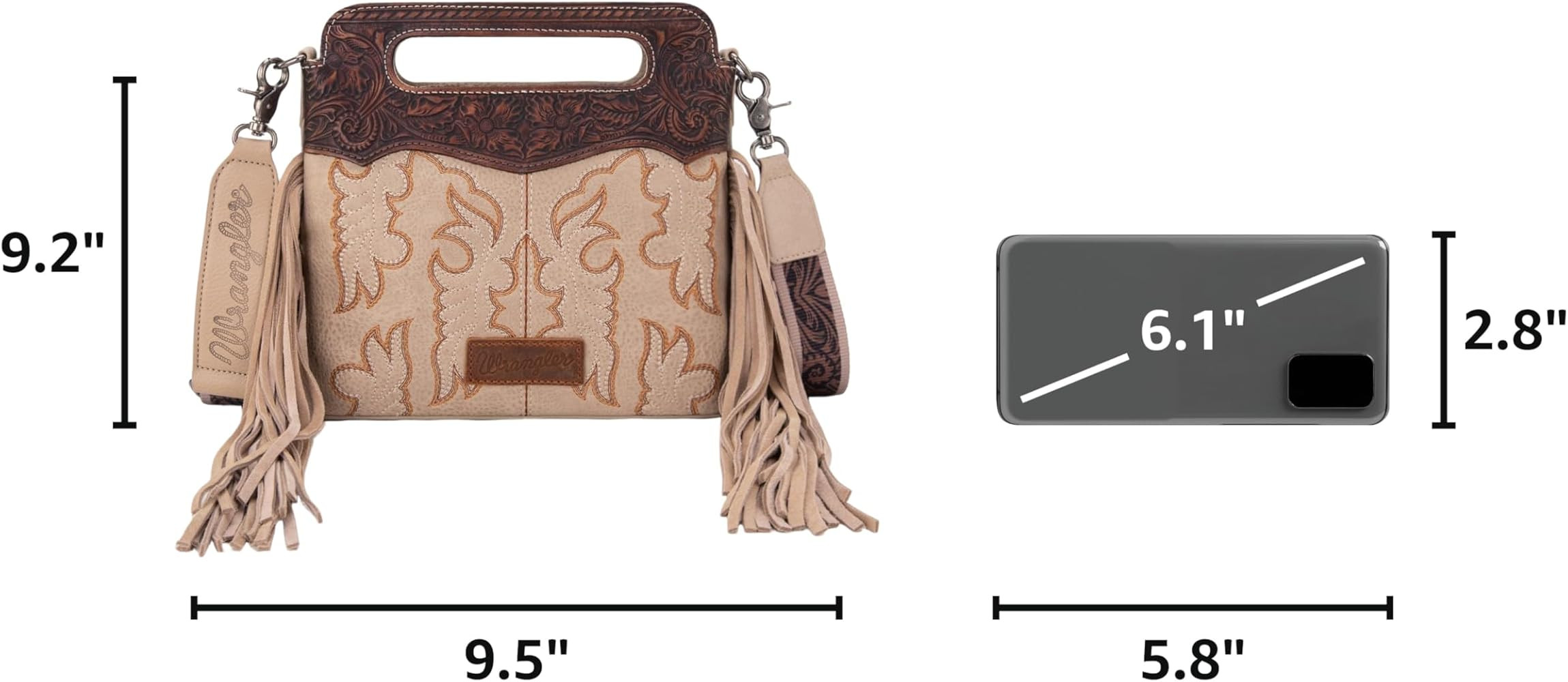 Wrangler Crossbody Purse Boot Scroll Fringe Bag Floral Tooled Handbags | Amazon (US)