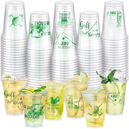 Kochorie 120 Pieces Golf Party Disposable Plastic Cups Bulk 16 Ounces Let's Par-Tee Clear Golf Cups for Themed Holiday Supplies Favors | Amazon (US)