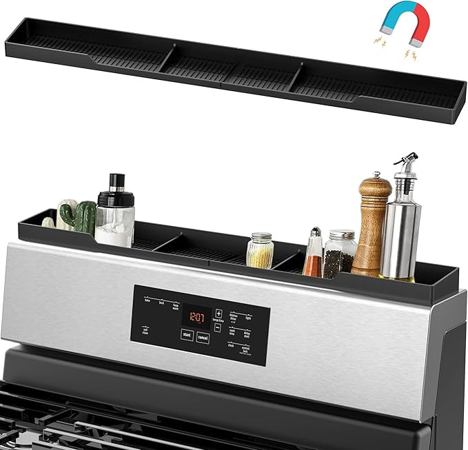 AWOKE Stove Top Shelf 30 Inch - Silicone Material Magnetic Shelf for Stove - 3 Functional Partiti... | Amazon (US)