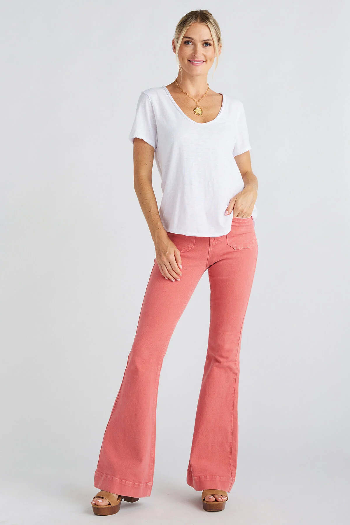 Risen Sedona Peach Blossom Patch Pocket Jeans | Social Threads