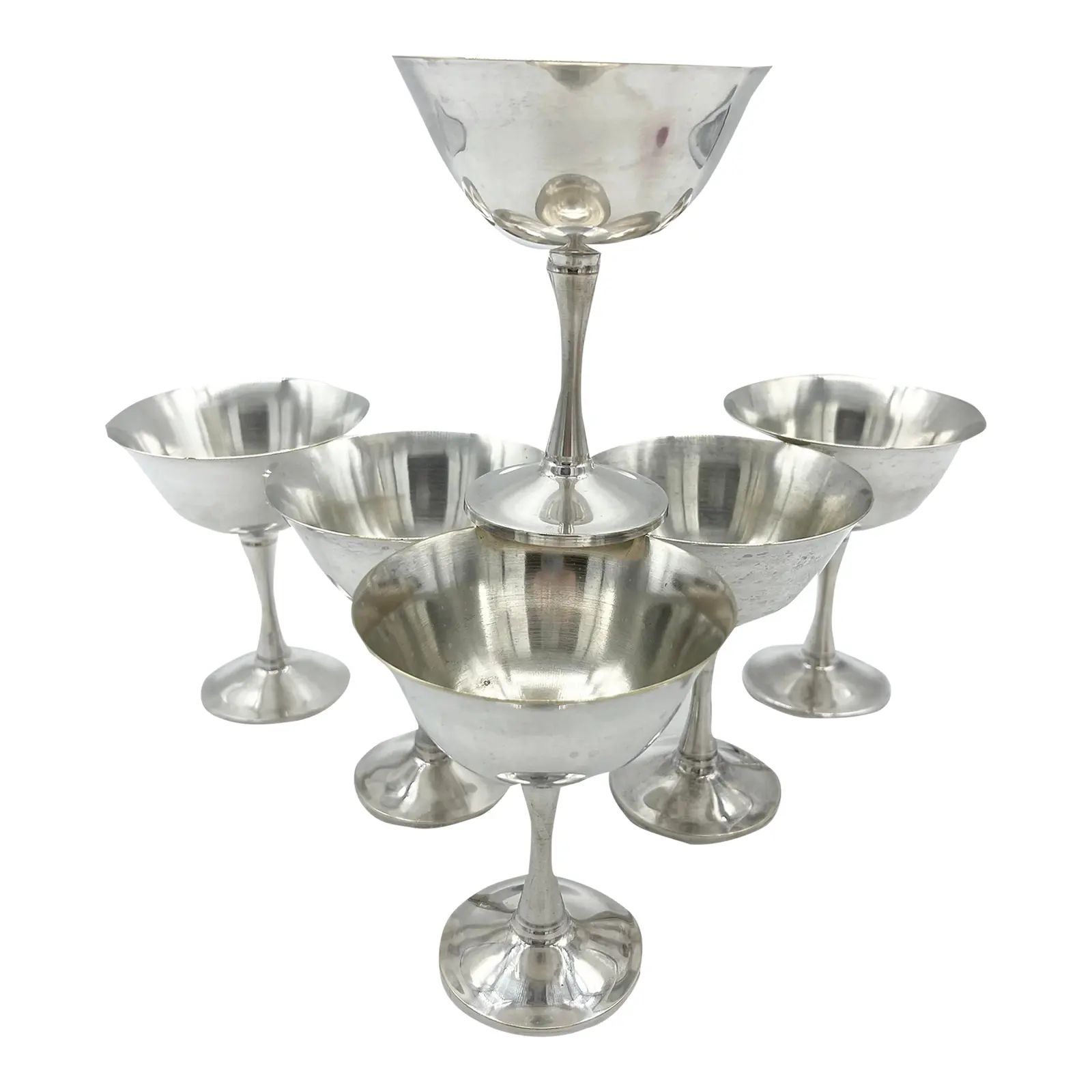 Vintage Silver Plate Champagne Coupes-Set of 6 | Chairish