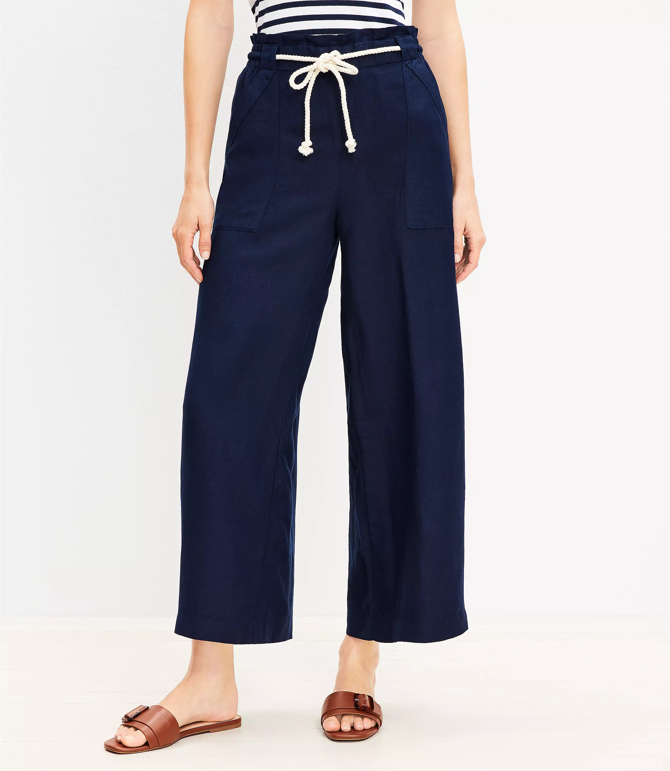 Breezy Wide Leg Pants in Linen Blend | LOFT