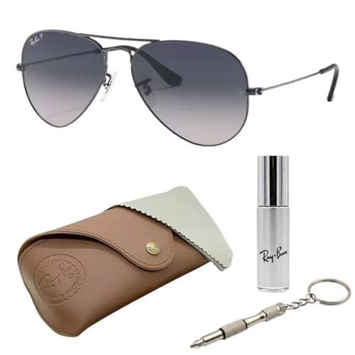 Ray-Ban RB3025 Pilot Shape Polarized Sunglasses for Men & Women – Includes Official Rayban Eyewear Kit – Ideal Formal & Casual Wear Sunglasess – Blue Gradient Grey Lens | Amazon (US)