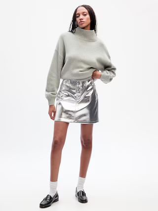 Metallic Vegan Leather Mini Skirt | Gap (US)