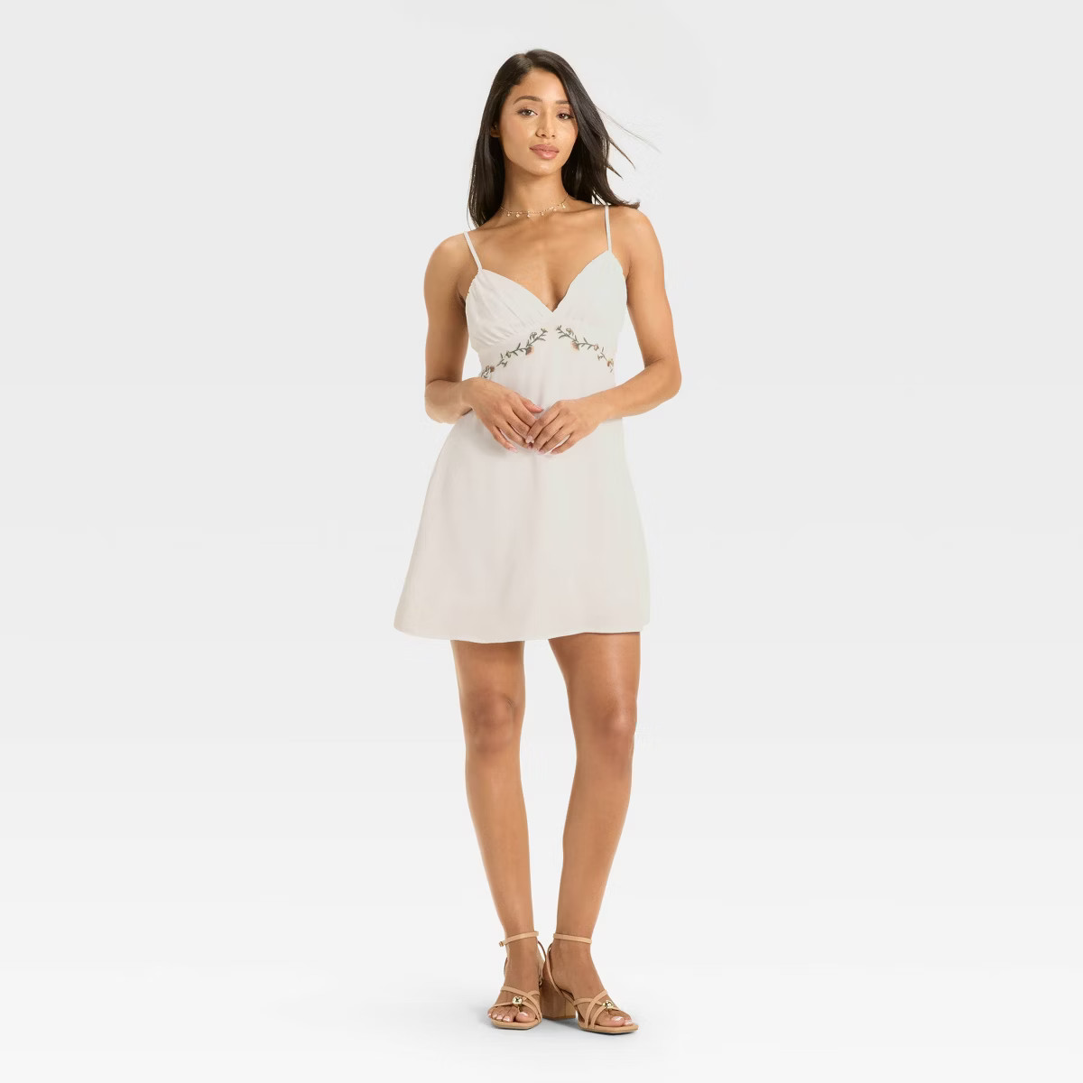 Women's Embroidered Crepe Mini A-Line Dress - Wild Fable™ White 4X | Target
