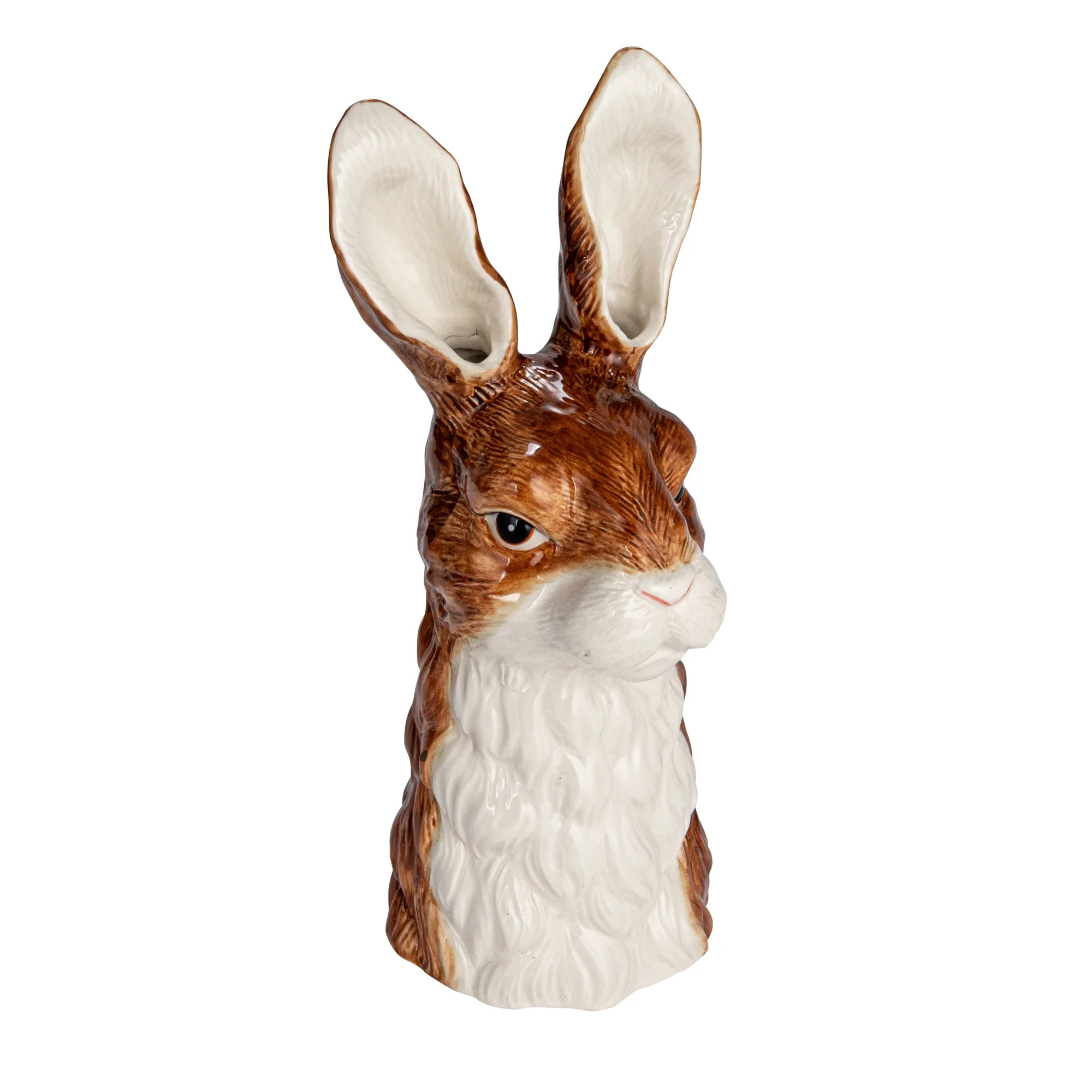 Creative Co-Op Hand-Painted Decorative Stoneware Rabbit Vase, Brown and White | Walmart (US)