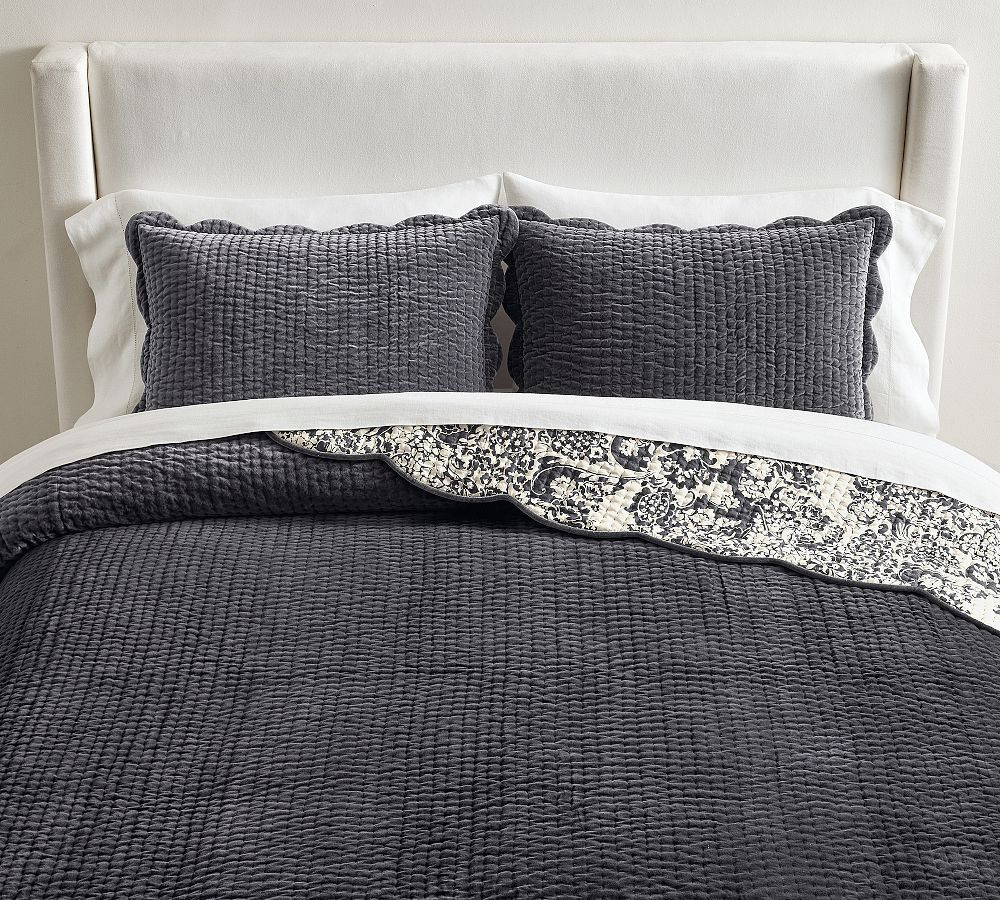 Velvet Scalloped Edge Reversible Quilted Sham | Pottery Barn (US)