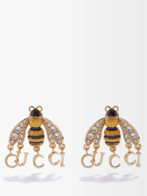Gucci - Bee Enamel & Crystal Earrings - Womens - Gold Multi | Matches (US)